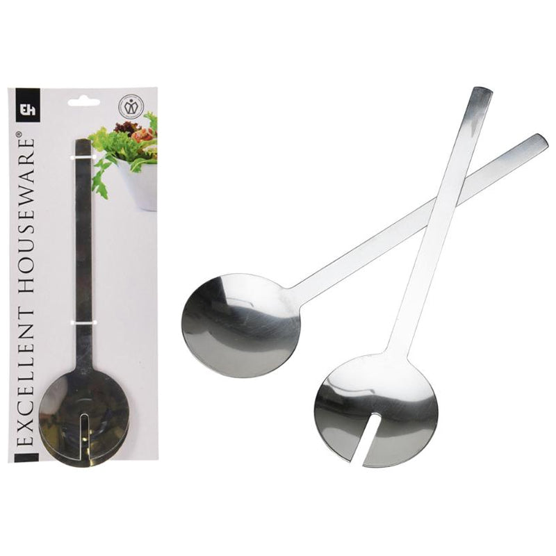 Excellent Houseware 2Pc Salad Cutlery Spoons-Silver