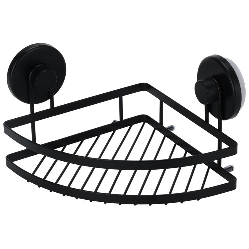 Bathroom Corner Shelf With Suction Cup 20X12.5Cm-Black