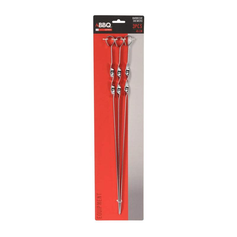 3Pc Bbq Skewers Set 45Cm-Silver