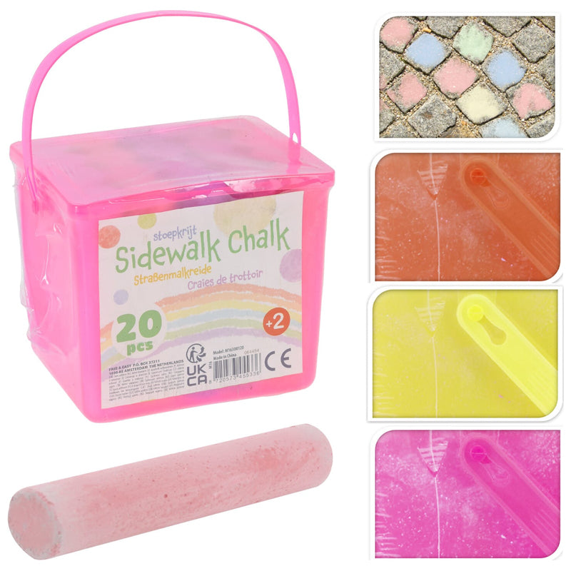 20Pc Jumbo Sidewalk Chalk Set With Bucket-Multicolor