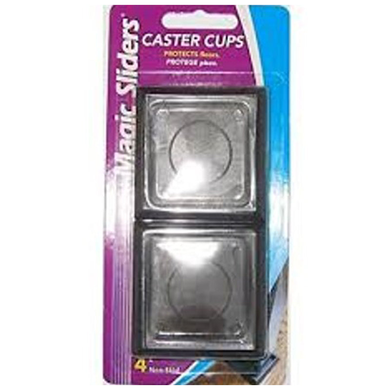 Magic Sliders 4Pc Plastic Caster Cup Square Brown 2X2"- - Black