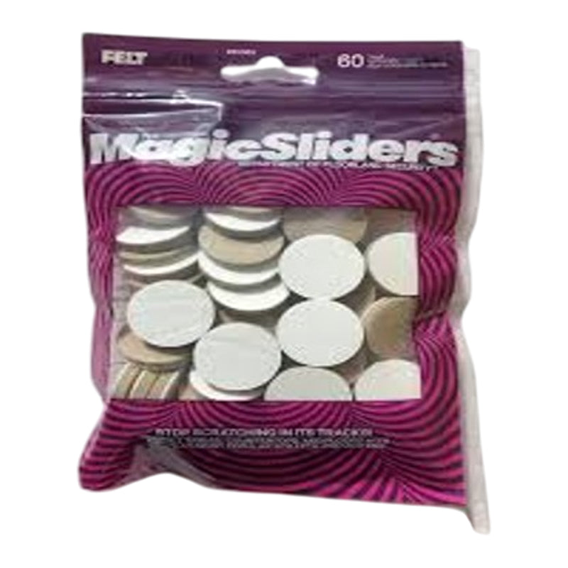 Magic Sliders 60Pc Heavy Duty Self Stick Felt Pads Round - White