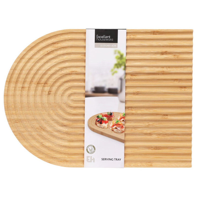 Excellent Houseware Bamboo Serving Tray 32.5X24Cm-Beige