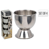 Excellent Houseware Stainless Steel Egg Cup Set – 4 Pieces – 46 × 52 Millimeter-Silver