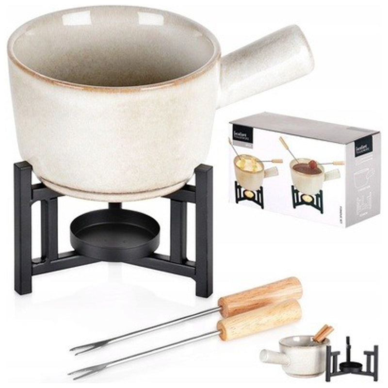 Excellent Houseware Porcelain Fondue Set With Bowl-Multicolor