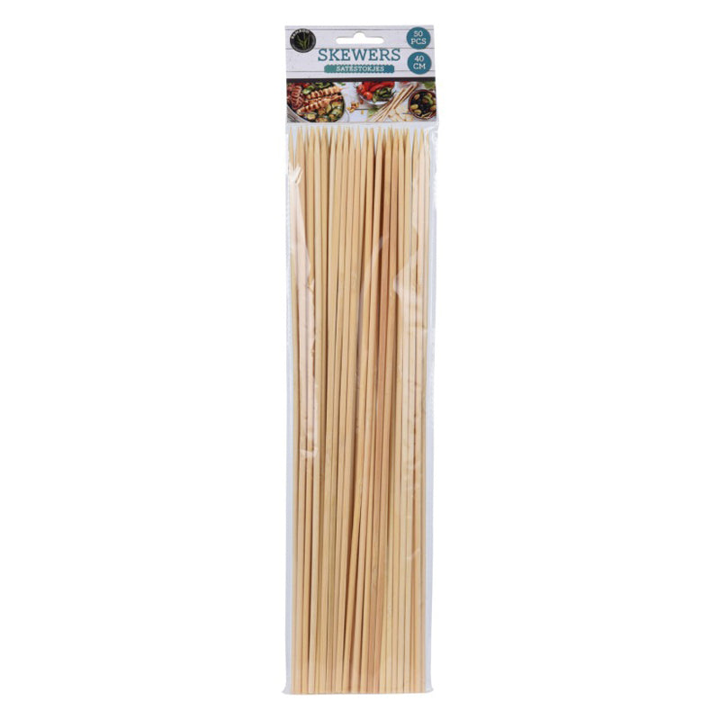 50 Pieces Bamboo Skewers 40Cm-Beige