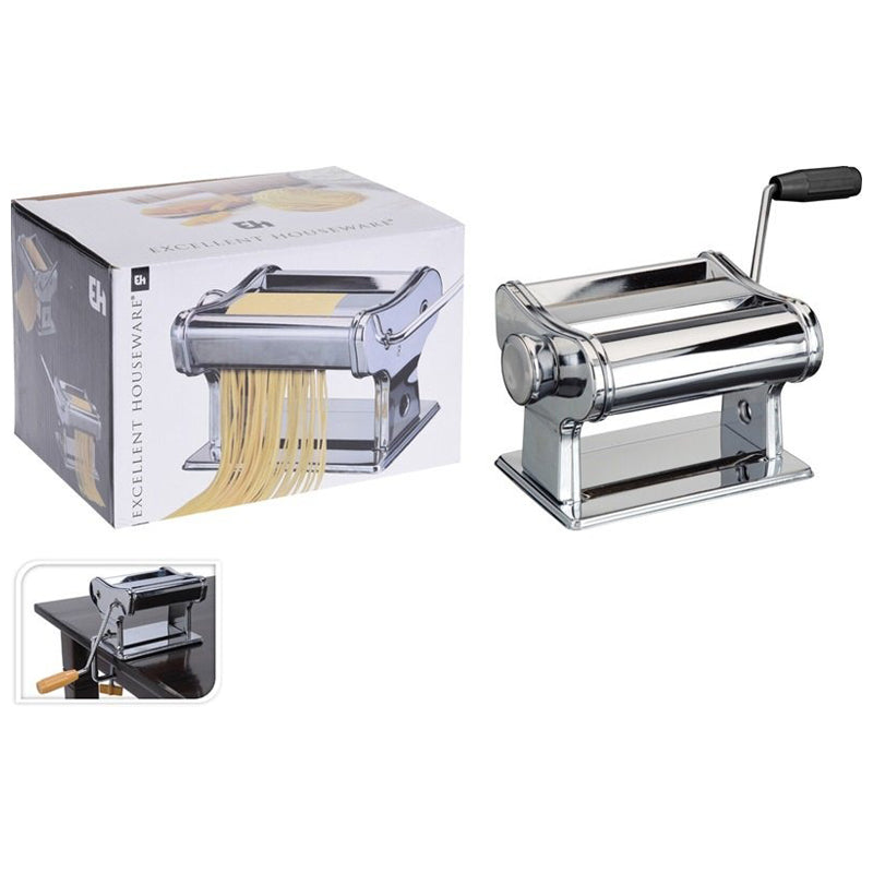 Excellent Houseware Stainless Steel Pasta Machine With Rotary Handle, 18/10, Manual-Silver