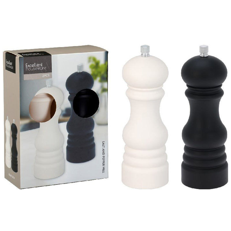 Excellent Houseware 2-Piece Manual Salt And Pepper Grinder Set-White