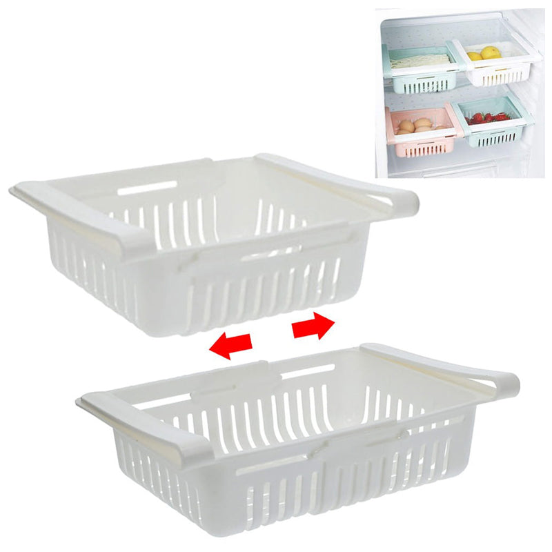 Koopman Plastic Extendable Fridge Organizer-White