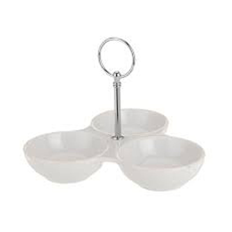 Excellent Houseware Porcelain Snack Dish With Handle, 20 × 3.6 Cm-White