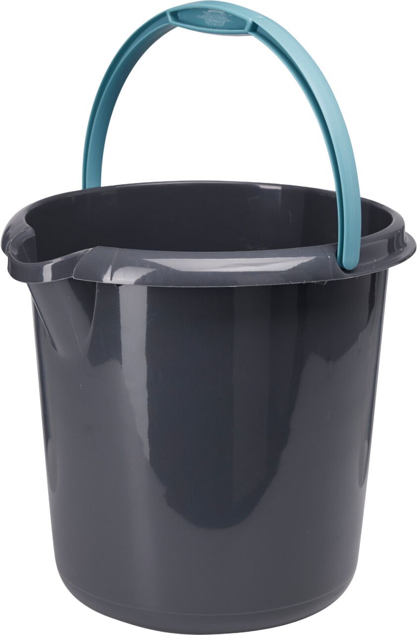 Plastic Bucket With Handle 10L-Grey/ Blue
