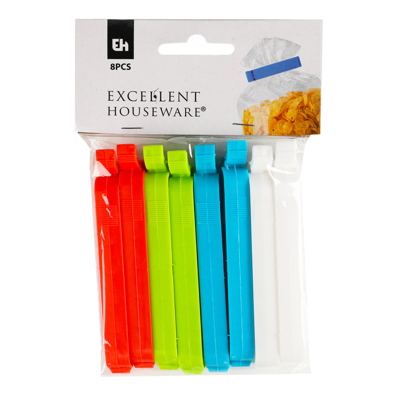 Excellent Houseware 8-Piece Pp Bag Clips 10Cm-Multicolor