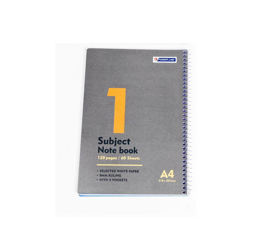 Power Line A4 College Ruled 1-Subject Notebook (60 Sheets) Grey