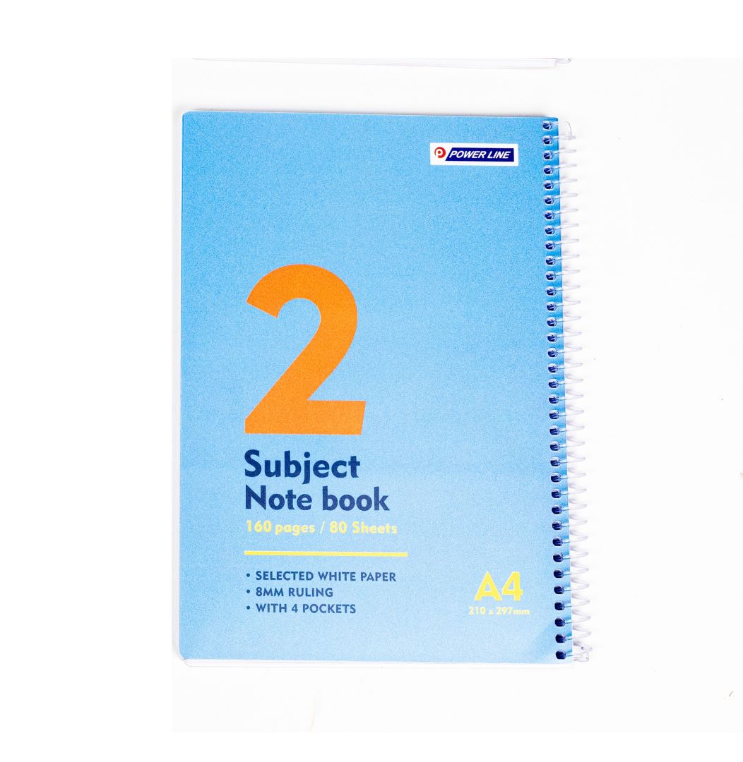 Power Line A4 College Ruled 2-Subject Notebook (80 Sheets) Blue