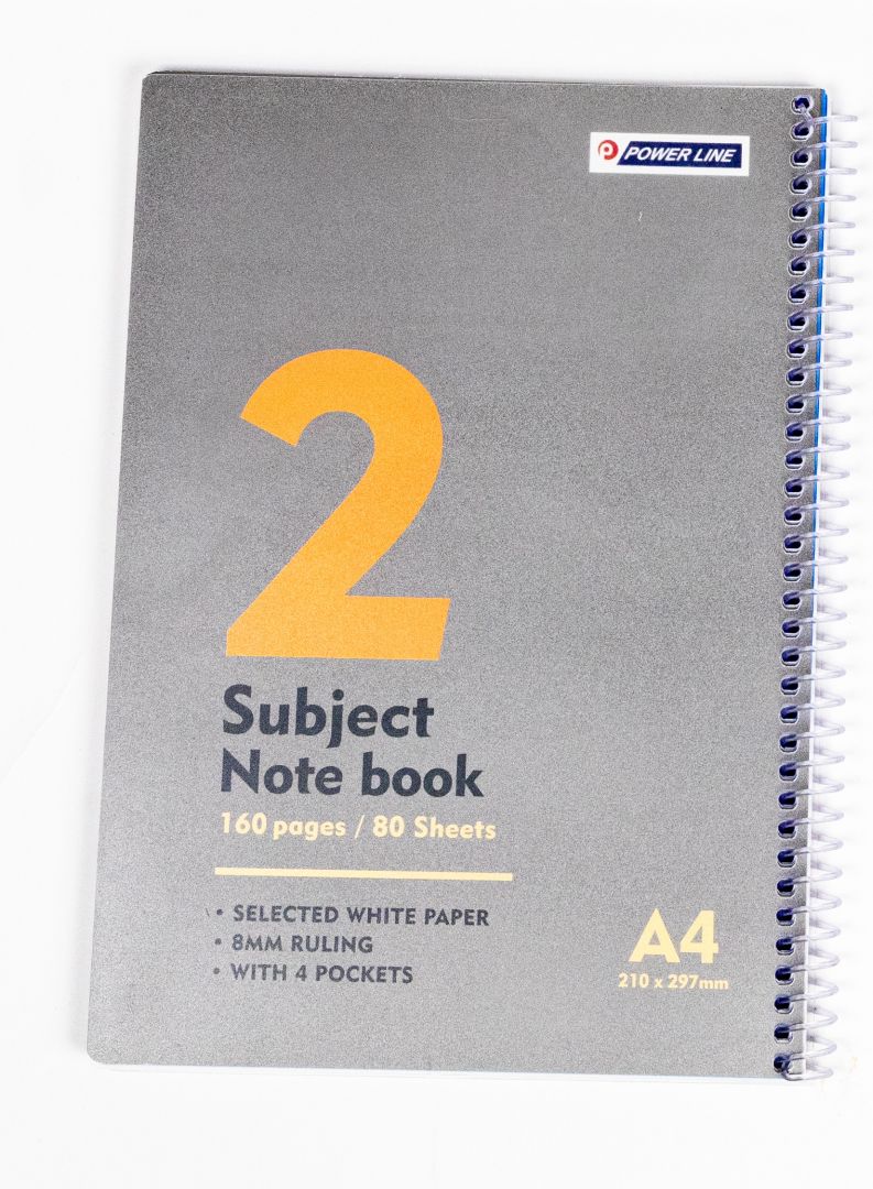 Power Line A4 College Ruled 2-Subject Notebook (80 Sheets) Grey
