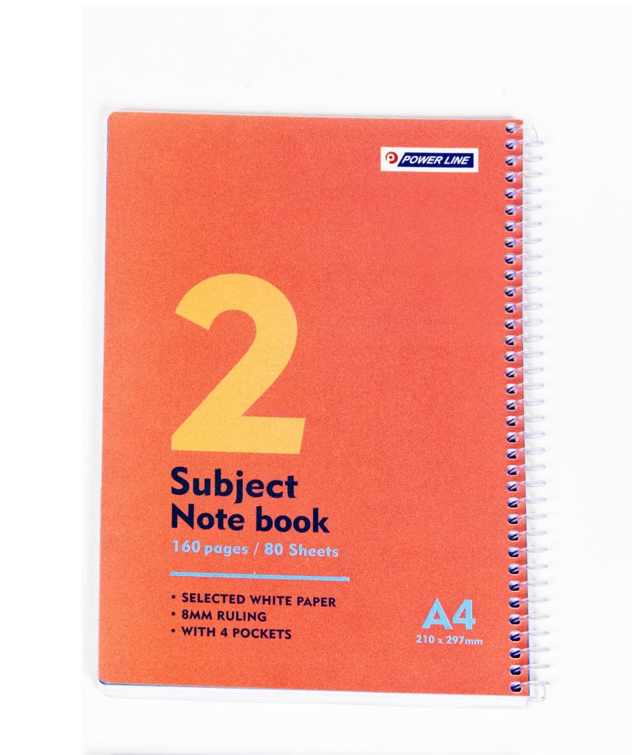 Power Line A4 College Ruled 2-Subject Notebook (80 Sheets) Orange