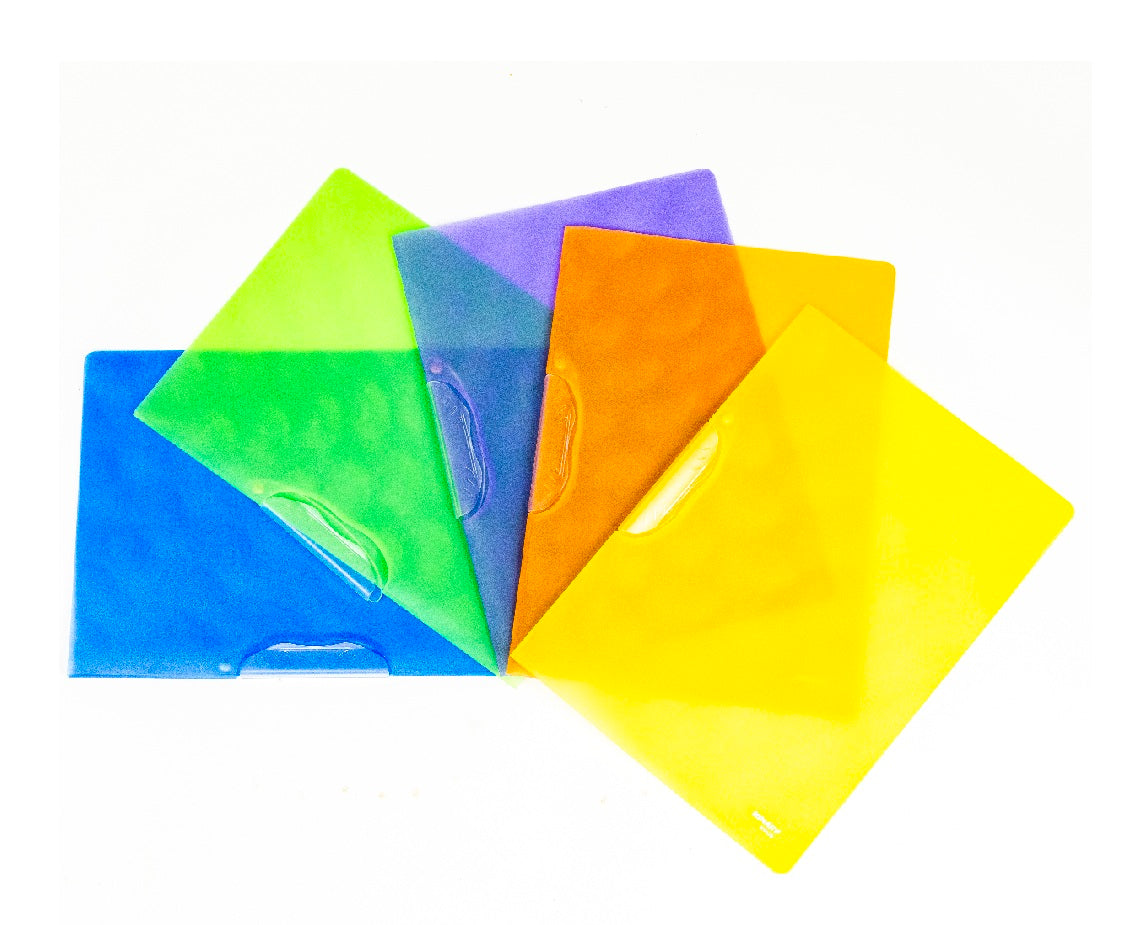 Huajie A4 L-Shaped Plastic Clear Folder Sleeves Yellow