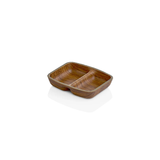 2-compartment Wood Finish Rectangle Sauce Bowl - Brown