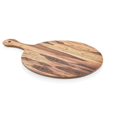 Walnut Effect Round Serving Board with Handle - 35cm