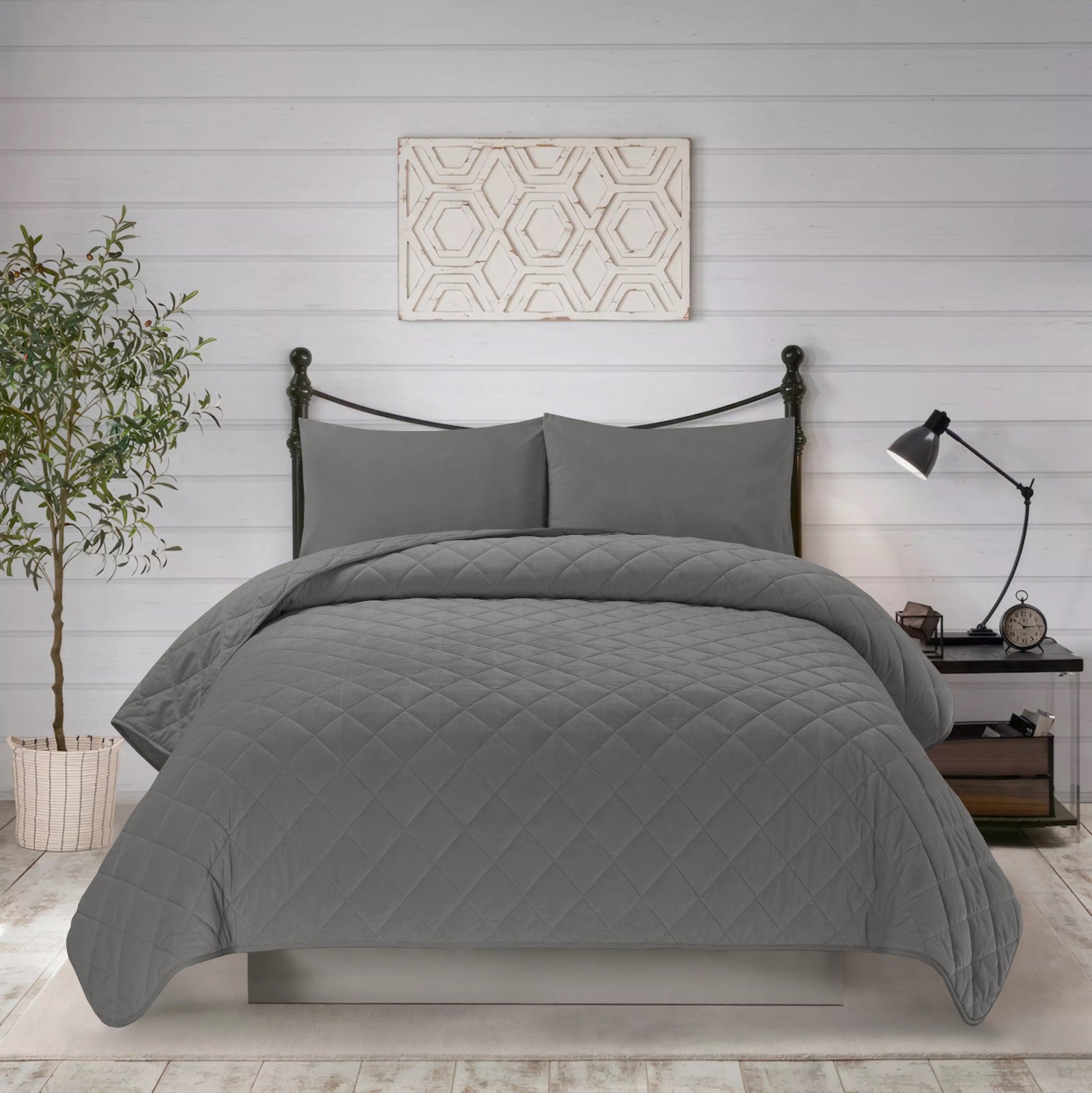 3pcs king plain bed spread
