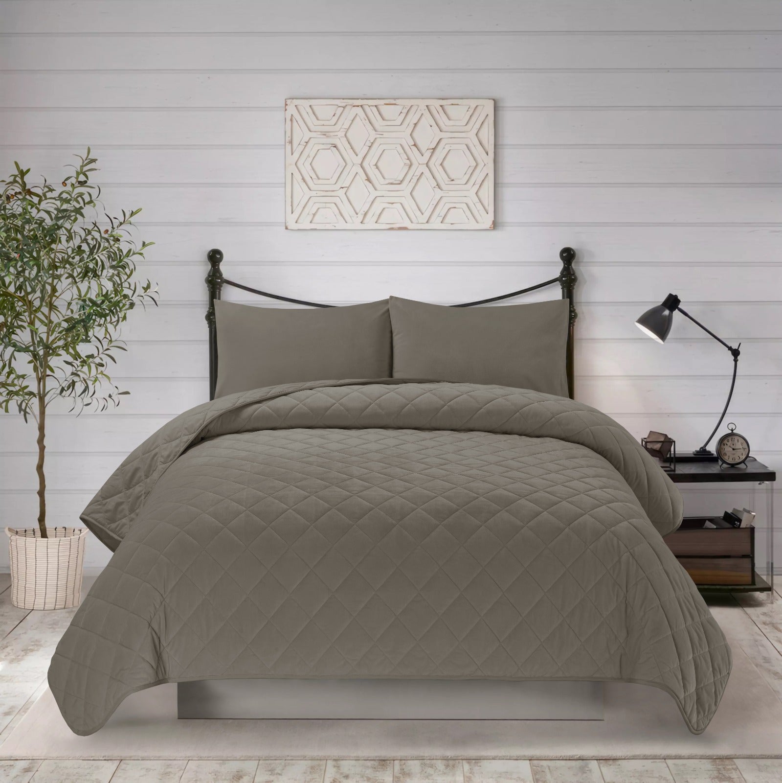 3pcs king plain bed spread