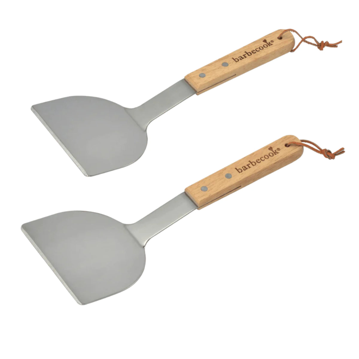 2 قطع ملعقة تقليب Plancha مع مقبض خشبي